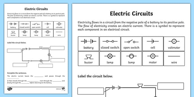 Simple electrical circuit worksheets